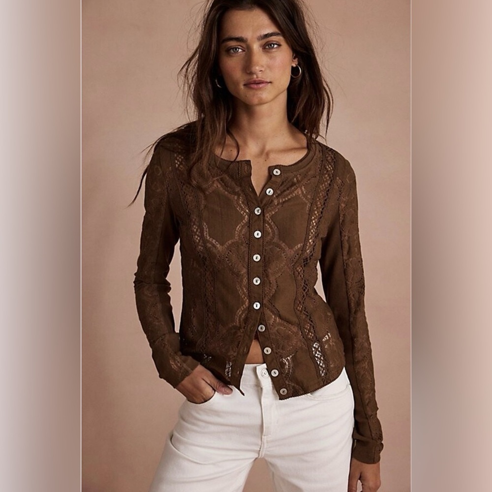 Free People Jae Sheer Lace Top